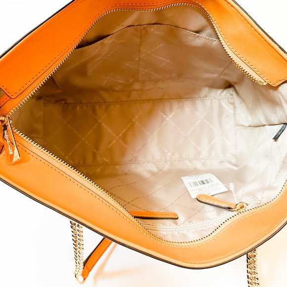 Michael Kors Jet Set Item Medium Pocket Front Chain Tote Bag Honeycomb - Picture 8 of 10